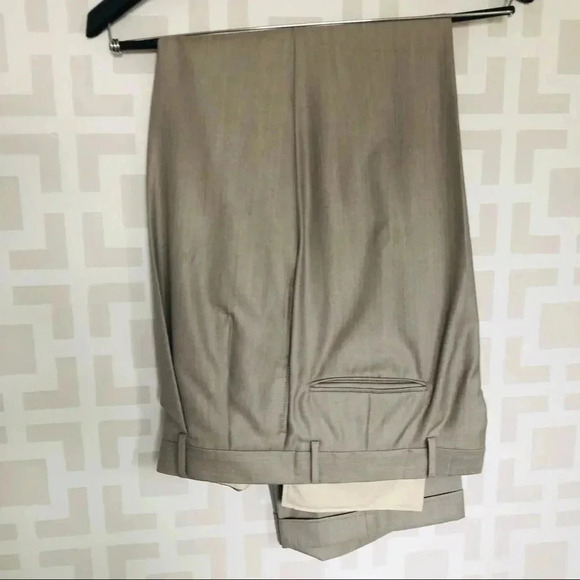 Jos A Bank Taupe Tan 2 Piece Suit Jacket and Pants 40L and 34L Wool Silk Blend - Picture 7 of 11